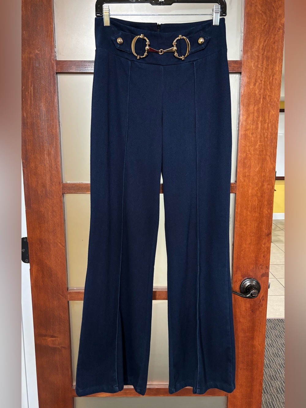 Frank Lyman Design Navy Pants with Gold Hardware